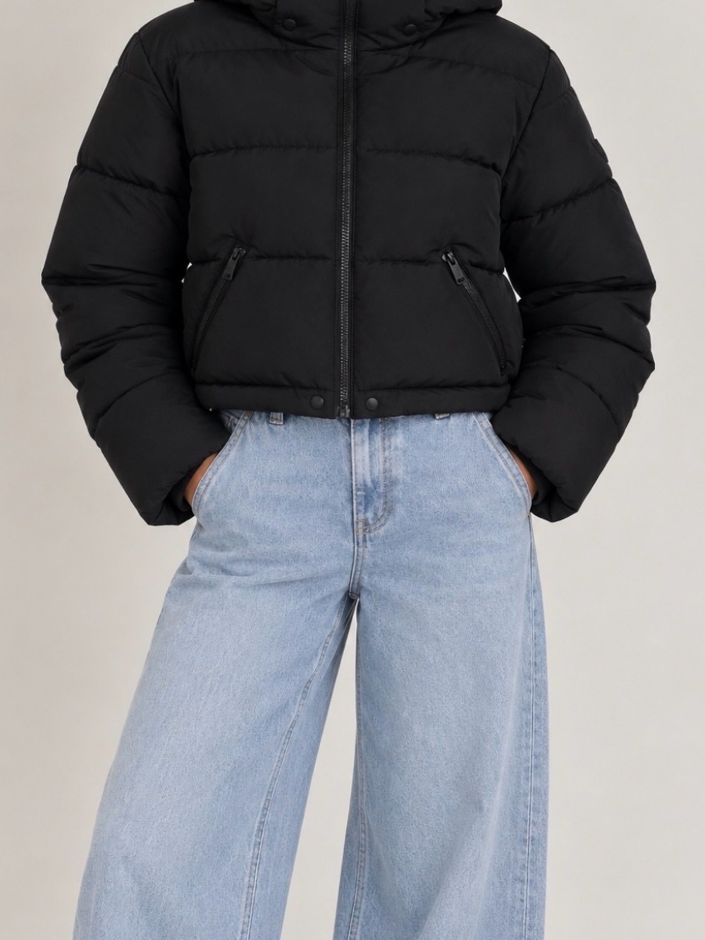 Roxy Black Cropped Puffer Jacket